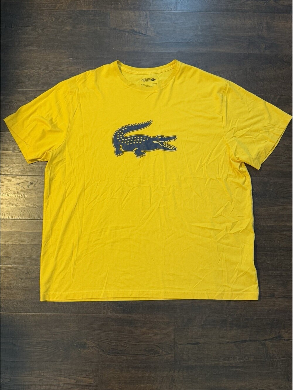 Lacoste Sport Ultra Dry Big Croc Logo T-Shirt Mens 3XLB Yellow Performance Tee